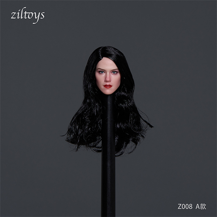 1/6 女性フィギュア ziltoys z008A 欧米女性ヘッド 美人ヘッド 黒髪ロング サンタン肌