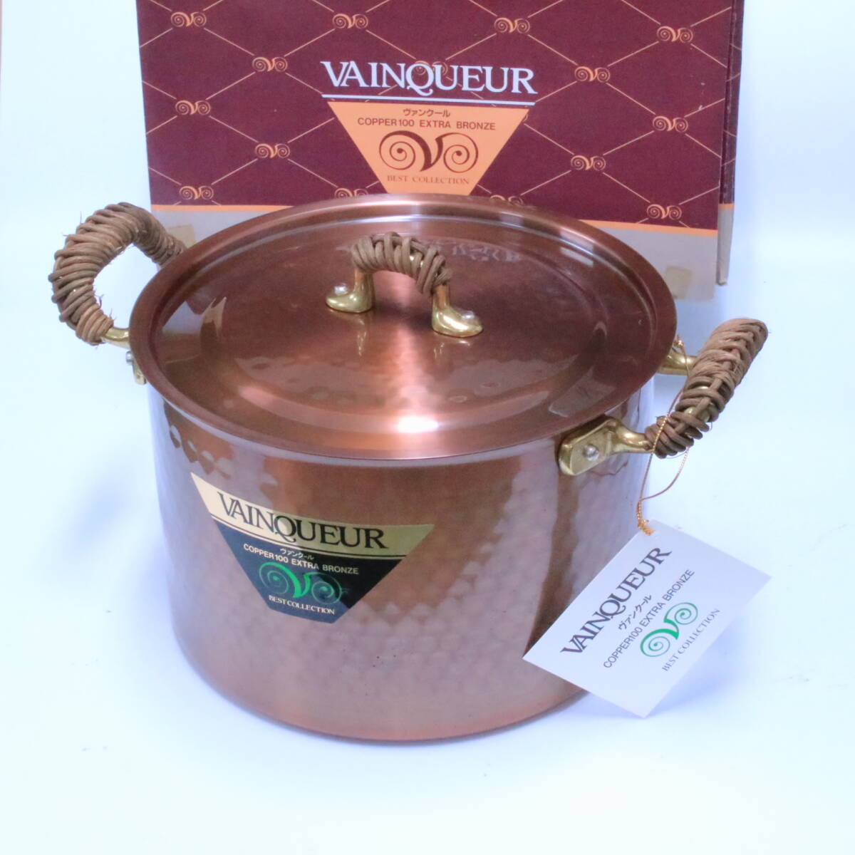あ//A8288　【未使用・保管品】 VAINQUEUR ヴァンクール　純銅煮込み鍋20cm 銅　調理器具