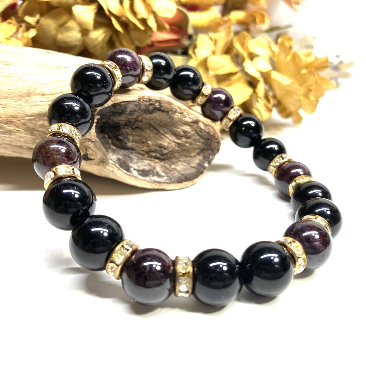 moli on & garnet Power Stone bracele natural stone breath ( Gold ) 10mm men's * lady's . except . love . amulet 