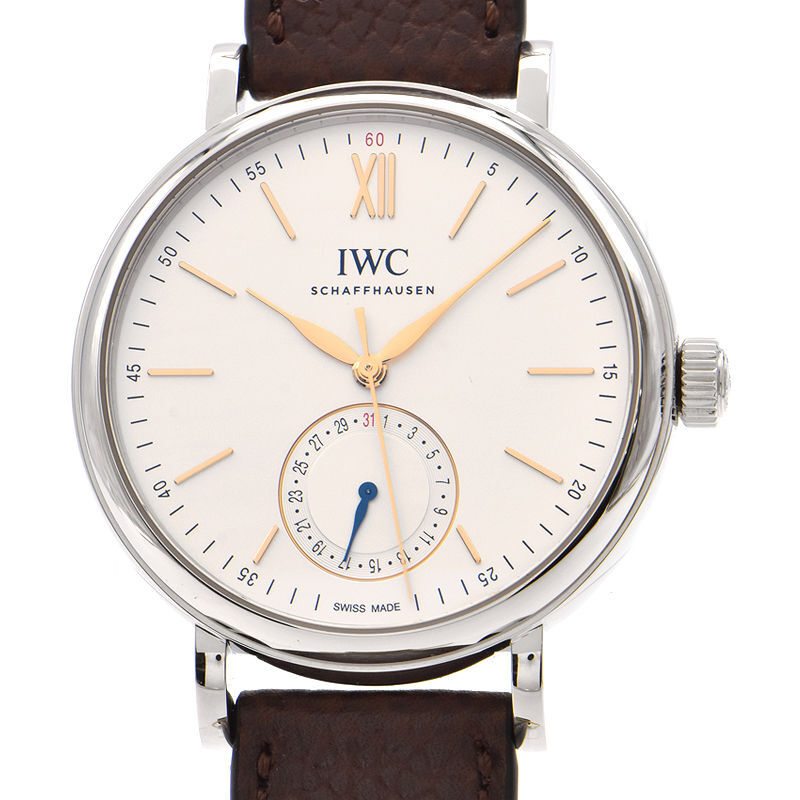 [3年保証] IWC メンズ ポートフィノ ポインターデイト IW359201 箱保付き カレンダー シルバー 革ベルト 自動巻き 腕時計 中古 送料無料