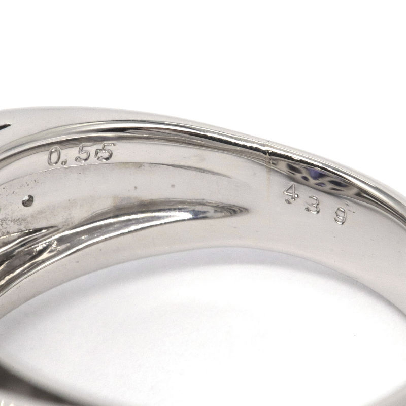 4.39ct天然タンザナイトリング 16號(hào) Pt900 新品仕上済 合計(jì)0.55ct天然ダイヤ ラウンドカット プラチナ ブルーカラーストーン 中古 送料無料