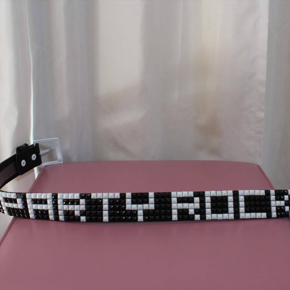 パーティーロック PARTY ROCK スタッズベルト ブラックｘホワイト M/L 新品 バックル付け替え可能 革 レザー BELT genuine bonded leather