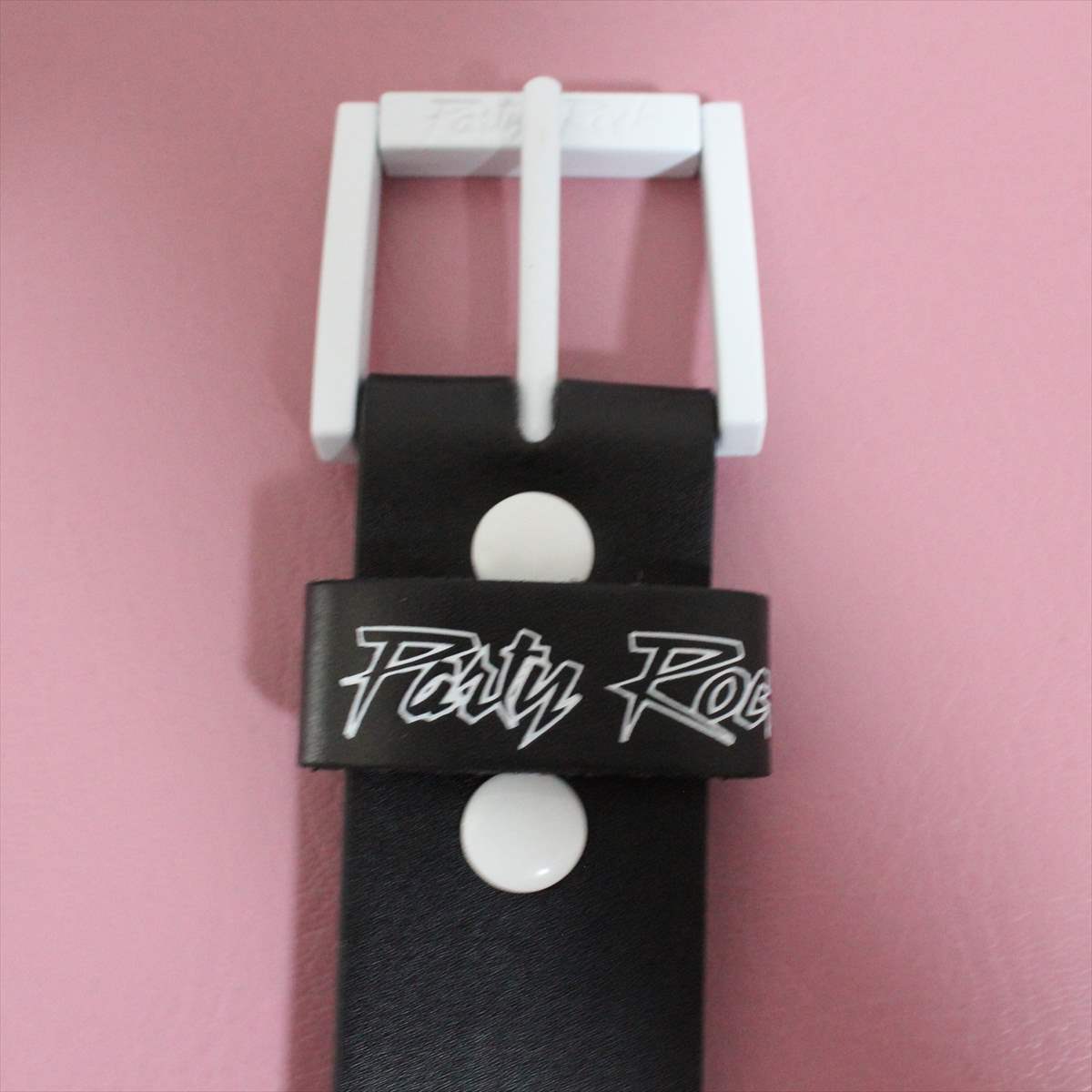 パーティーロック PARTY ROCK スタッズベルト ブラックｘホワイト M/L 新品 バックル付け替え可能 革 レザー BELT genuine bonded leather