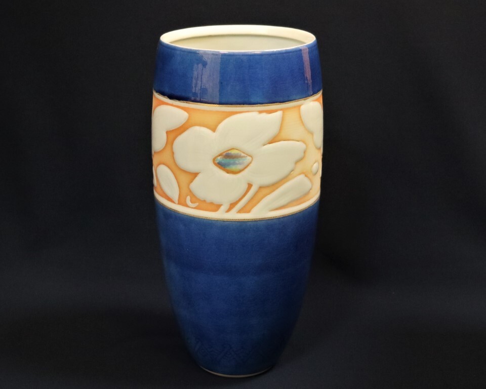 九谷焼 松本佐吉 花紋 花瓶 高さ25.5cm(花器、壷)|売買された 九谷焼 松本佐吉 花紋 花瓶 高さ25.5cm(花器、壷)|売買された