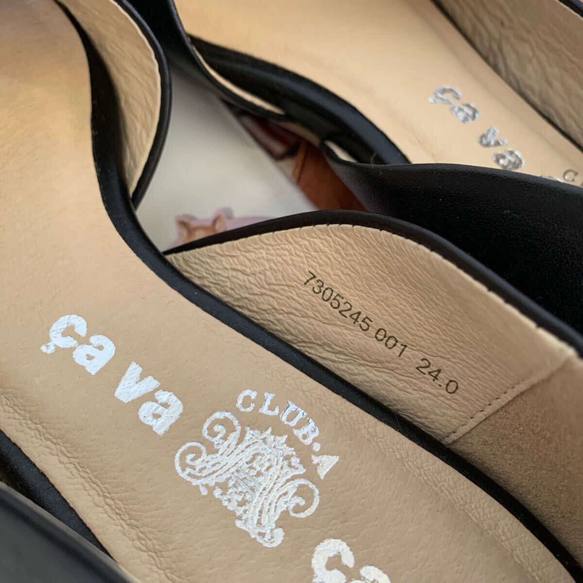 送料無料 サヴァサヴァcava cava 靴 レディースシューズ フラットパンプス サンダル 24.0 ブラック USED_画像3