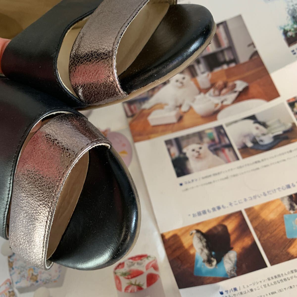 送料無料 サヴァサヴァcava cava 靴 レディースシューズ フラットパンプス サンダル 24.0 ブラック USED_画像8