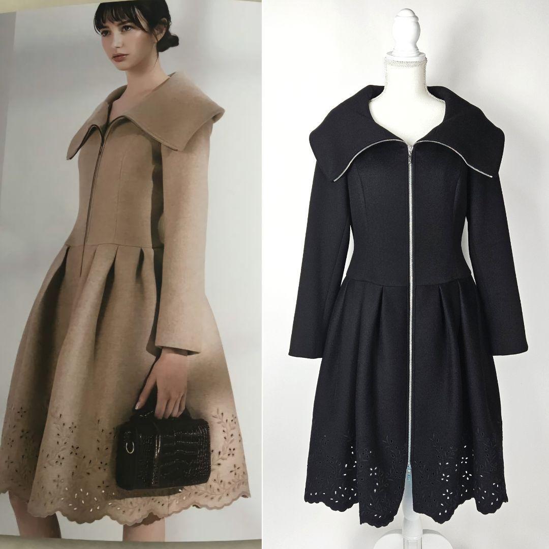 新品同様】フォクシー カシミヤ コート レース 刺繍 Aライン 新品同様】フォクシー カシミヤ コート レース 刺繍 Aライン