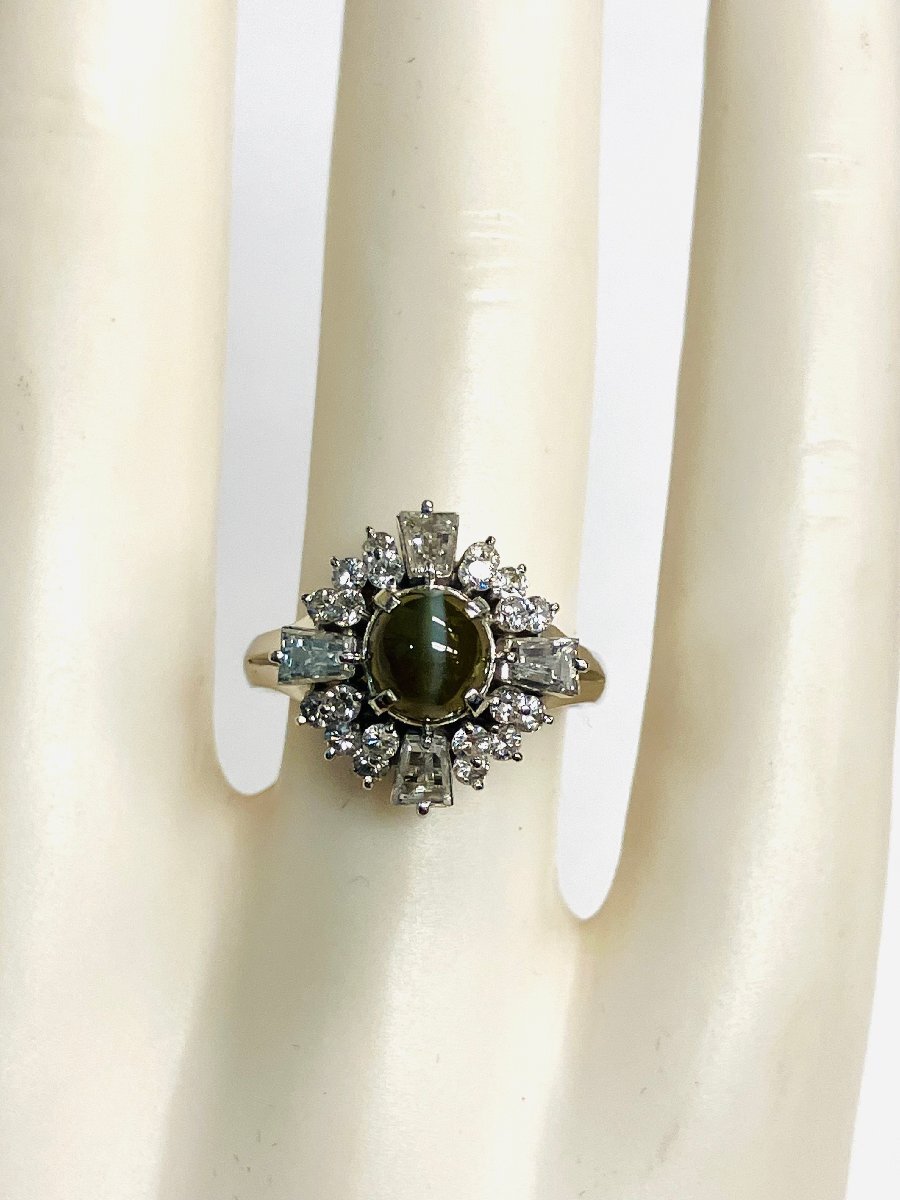 Pt900*クリソベルキャッツアイ*10号*プラチナリング*テーパー