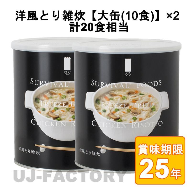 ★サバイバルフーズ★ 洋風とり雑炊 大缶（1号缶）×2缶 計20食相当 (25年保存備蓄食/非 常食)