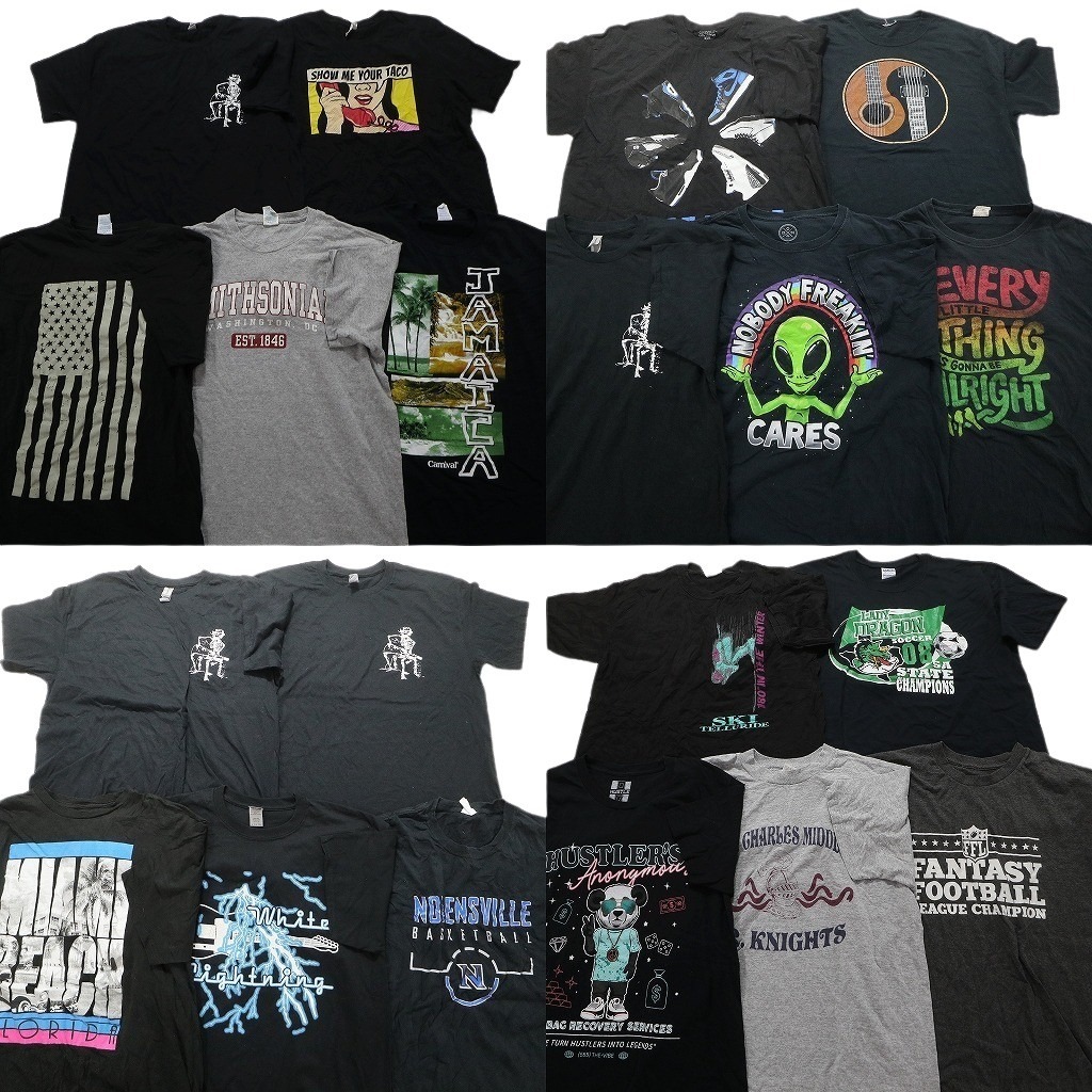古着卸 まとめ売り 黒 グレー ボディ プリント 半袖Tシャツ 20枚 古着卸 まとめ売り 黒 グレー ボディ プリント 半袖Tシャツ 20枚