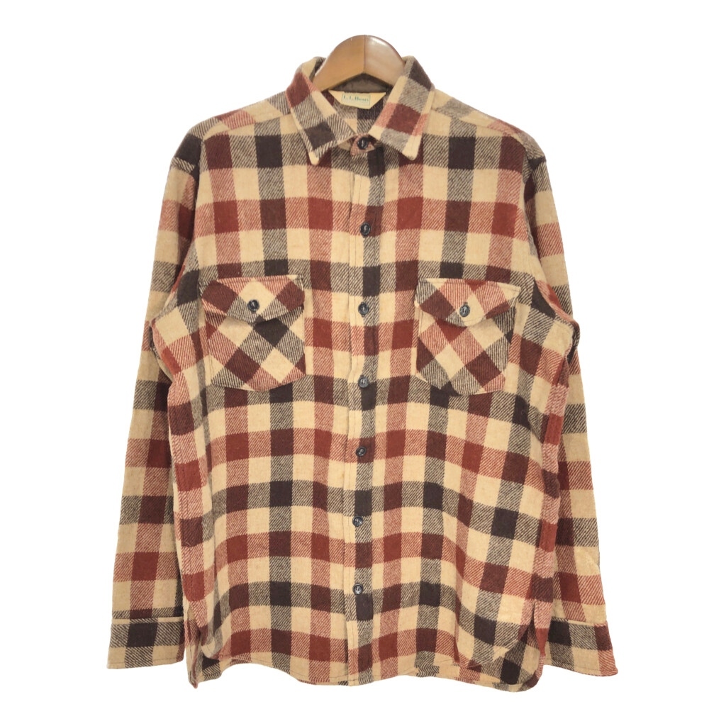 【新作入荷!!】 USA製 80年代 L.L.Bean S0923 古着 中古 XL) (メンズ マルチカラー チェック 長袖シャツ ウール エルエルビーン 男性用