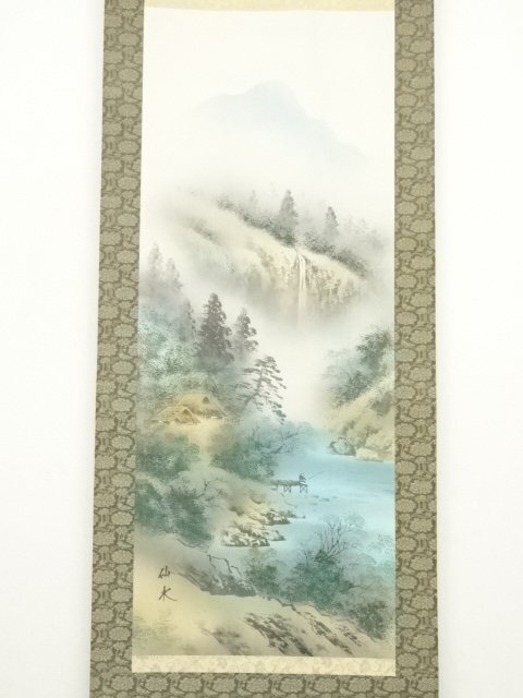 掛軸 彩色山水／小泉鉄洞 美術名典掲載作家 肉筆 掛け軸 全国