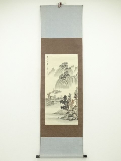ys7092360; 宗sou 乙青筆　水墨山水　肉筆絹本掛軸