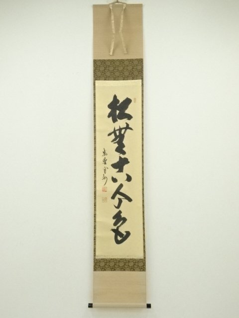 ys7090708; 宗sou 大徳寺　長谷川寛州筆　「松無古今色」一行書　肉筆紙本掛軸（共箱）