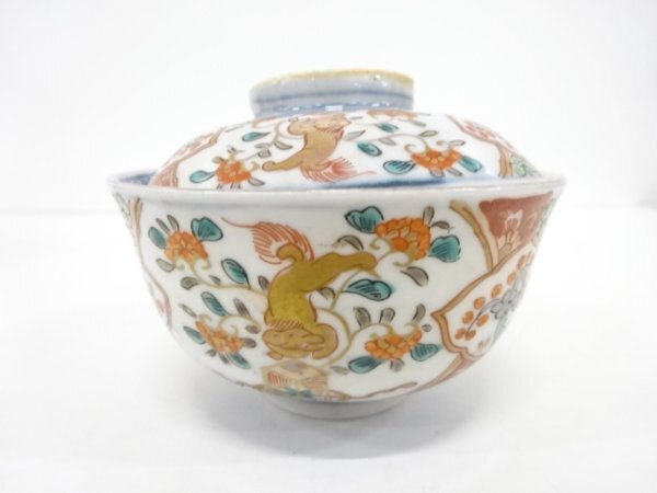 ys7096220; 宗sou 古伊万里 染付 赤絵兎蓋碗5客揃【道