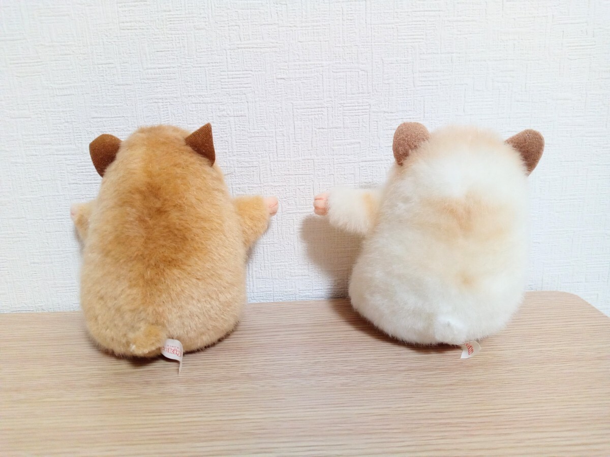 ハムスター ぬいぐるみ 2個セット 鳴く 手繋ぎ 音 白 茶色 ハムスター ぬいぐるみ 2個セット 鳴く 手繋ぎ 音 白 茶色