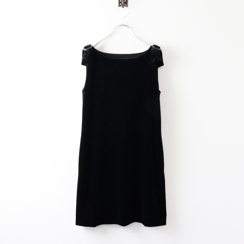 フォクシーニューヨーク VELOUR NOIR by FOXEY NEW YORK ベロア ノースリーブ チュニック 38/ブラック 光沢 ベルベット【2400013997607】_画像1