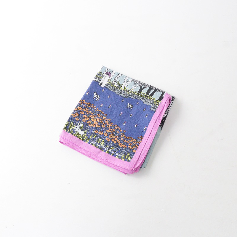 美品 マーブルシュッド marble SUD BIEI プリント コットンハンカチ/ブルー 小物 美瑛【2400013974738】