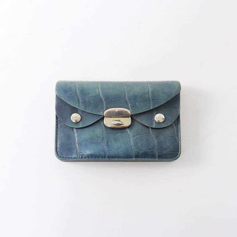 廃盤品 ジェイアンドエムデヴィッドソン J&M DAVIDSON BUGEYEPURSE バグアイパース/財布 ネイビー クロコ型押し 二つ折り【2400014050851】