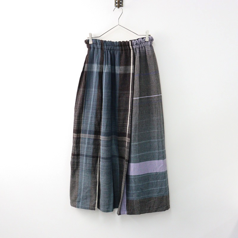極美品 タマキニイメ 玉木新雌 tamaki niime powan skirt long ウールコットン ポワン スカート ロング 2/マルチチェック【2400014076059】