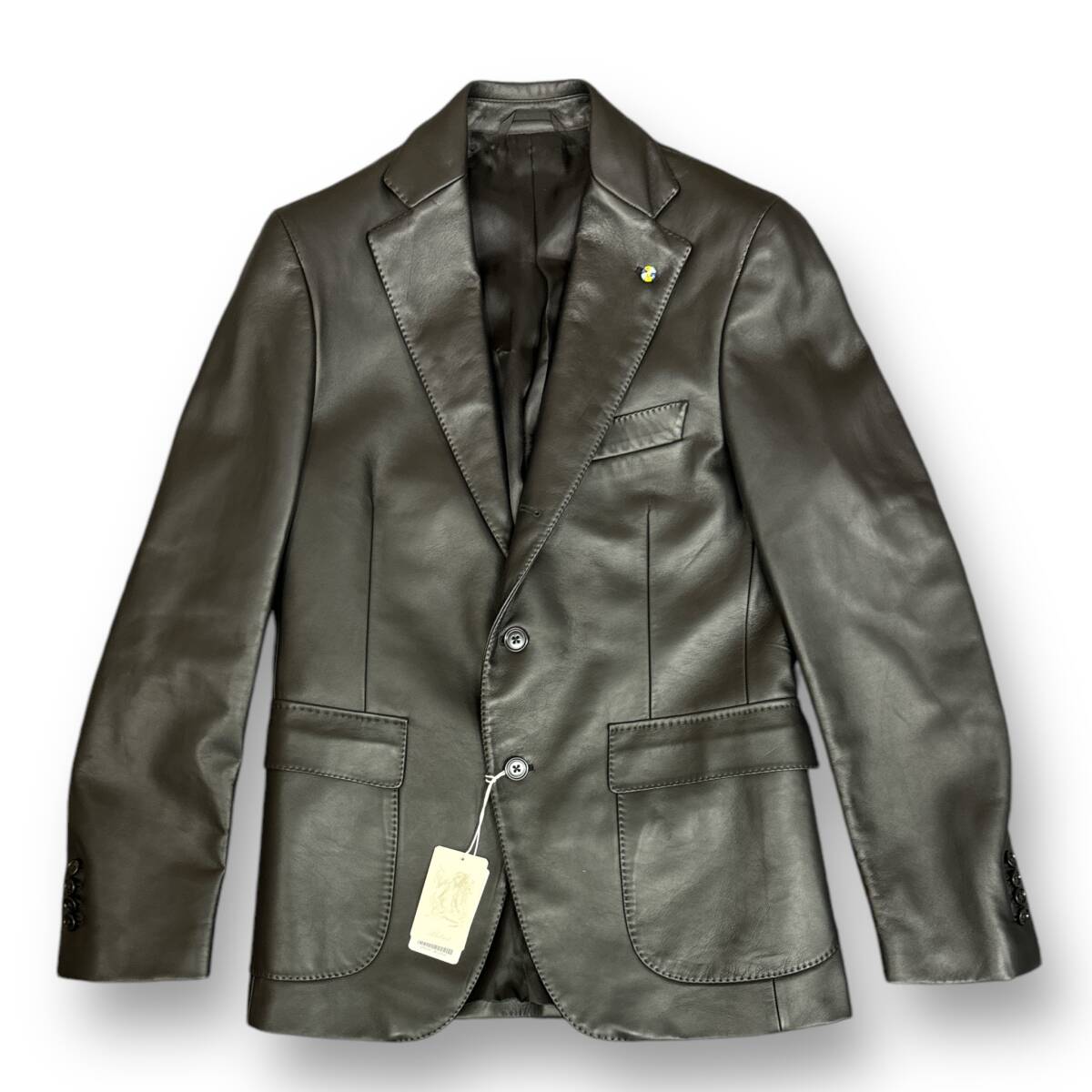 *BELVEST Ram кожаный жакет одиночный tailored jacket bell лучший G646S-9666 черный 44