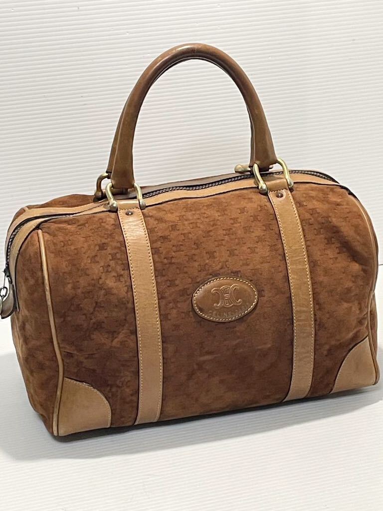 N■ CELINE セリーヌ オールドミニボストンバッグ マカダム スエード レザー