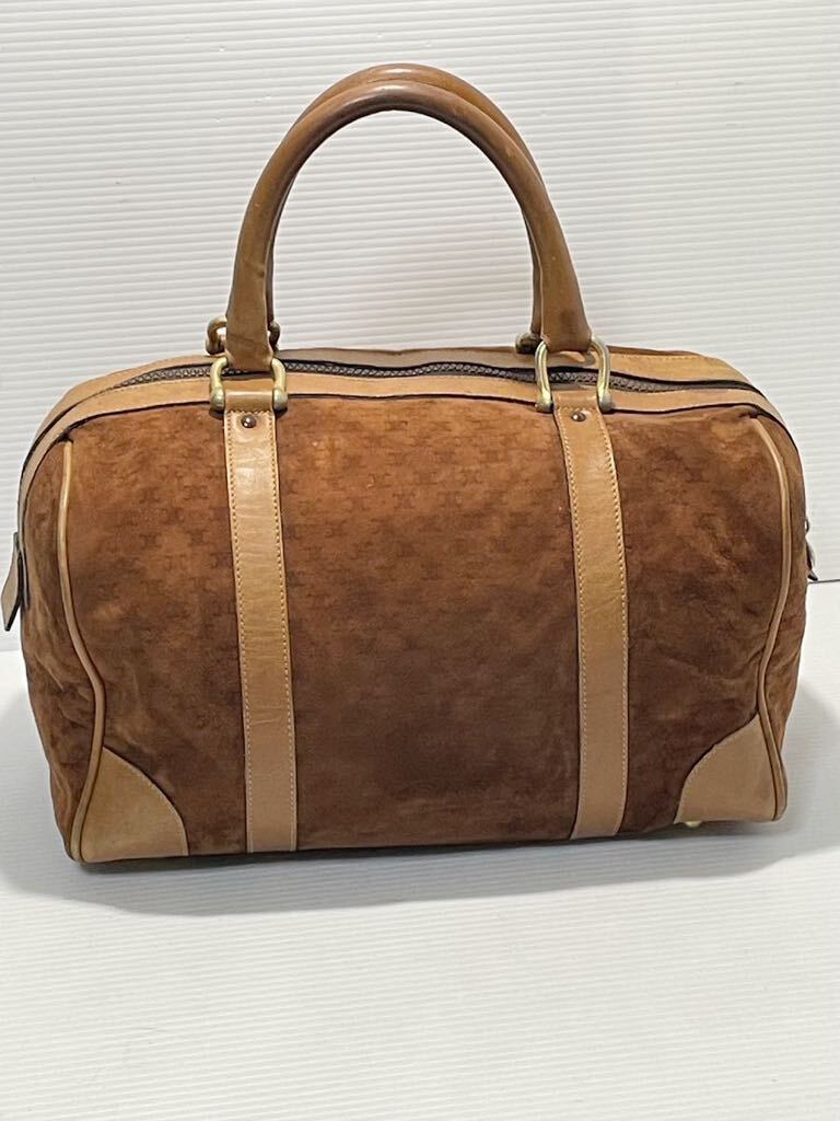 N■ CELINE セリーヌ オールドミニボストンバッグ マカダム スエード レザー