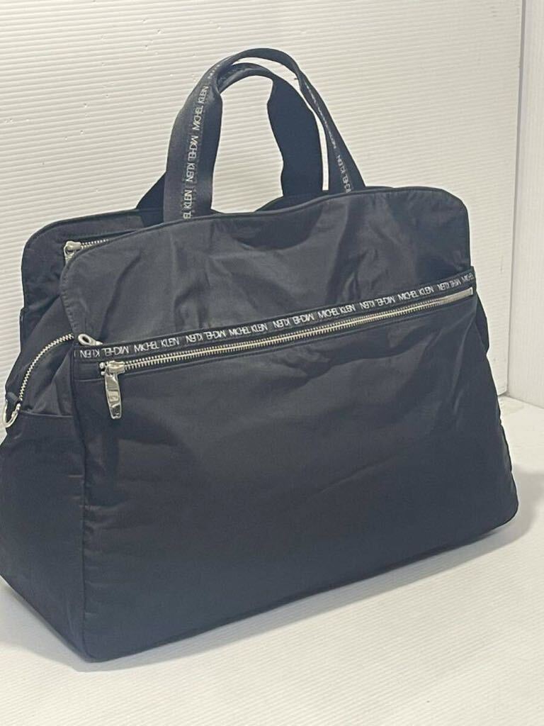 A045# почти новый товар # Michel Klein сумка "Boston bag" портфель "мамина сумка" нейлон большая вместимость легкий водонепроницаемый многофункциональный чёрный 