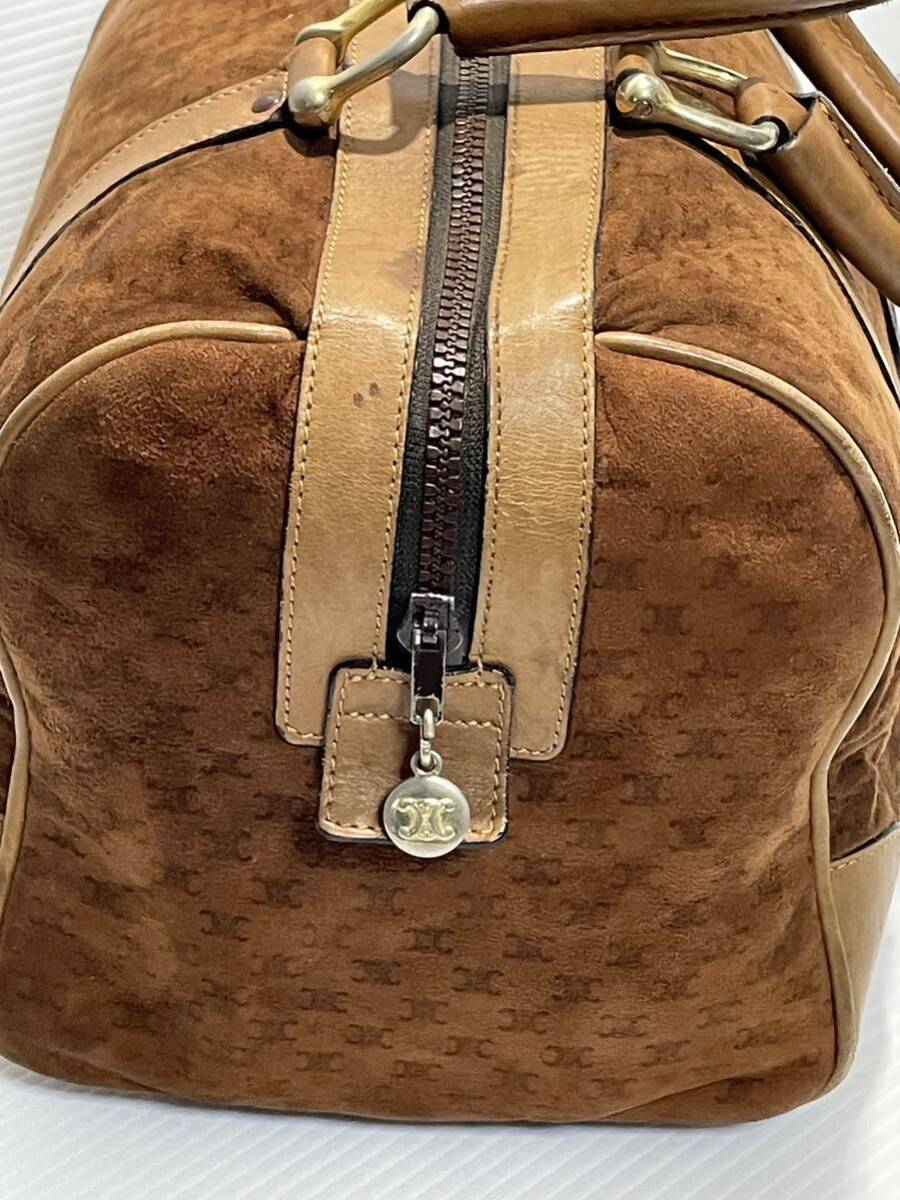 N■ CELINE セリーヌ オールドミニボストンバッグ マカダム スエード レザー