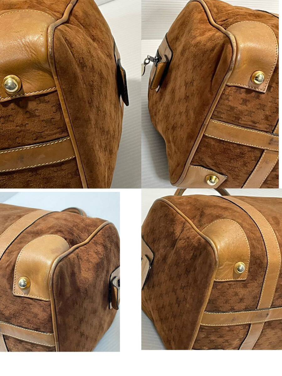 N■ CELINE セリーヌ オールドミニボストンバッグ マカダム スエード レザー