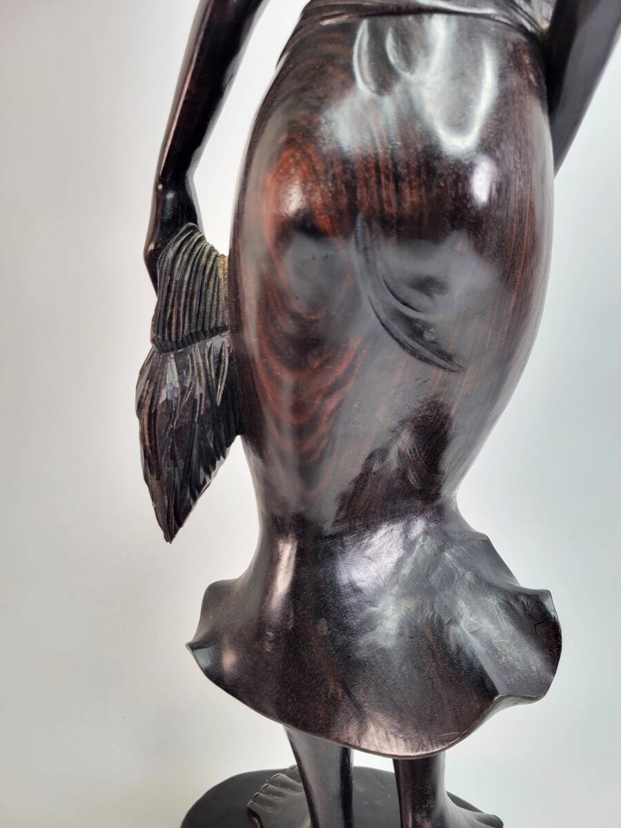 木彫り 大き(約58cm)女性像 無垢 黒檀 置物 バリ島 人形 木彫り 大き(約58cm)女性像 無垢 黒檀 置物 バリ島 人形