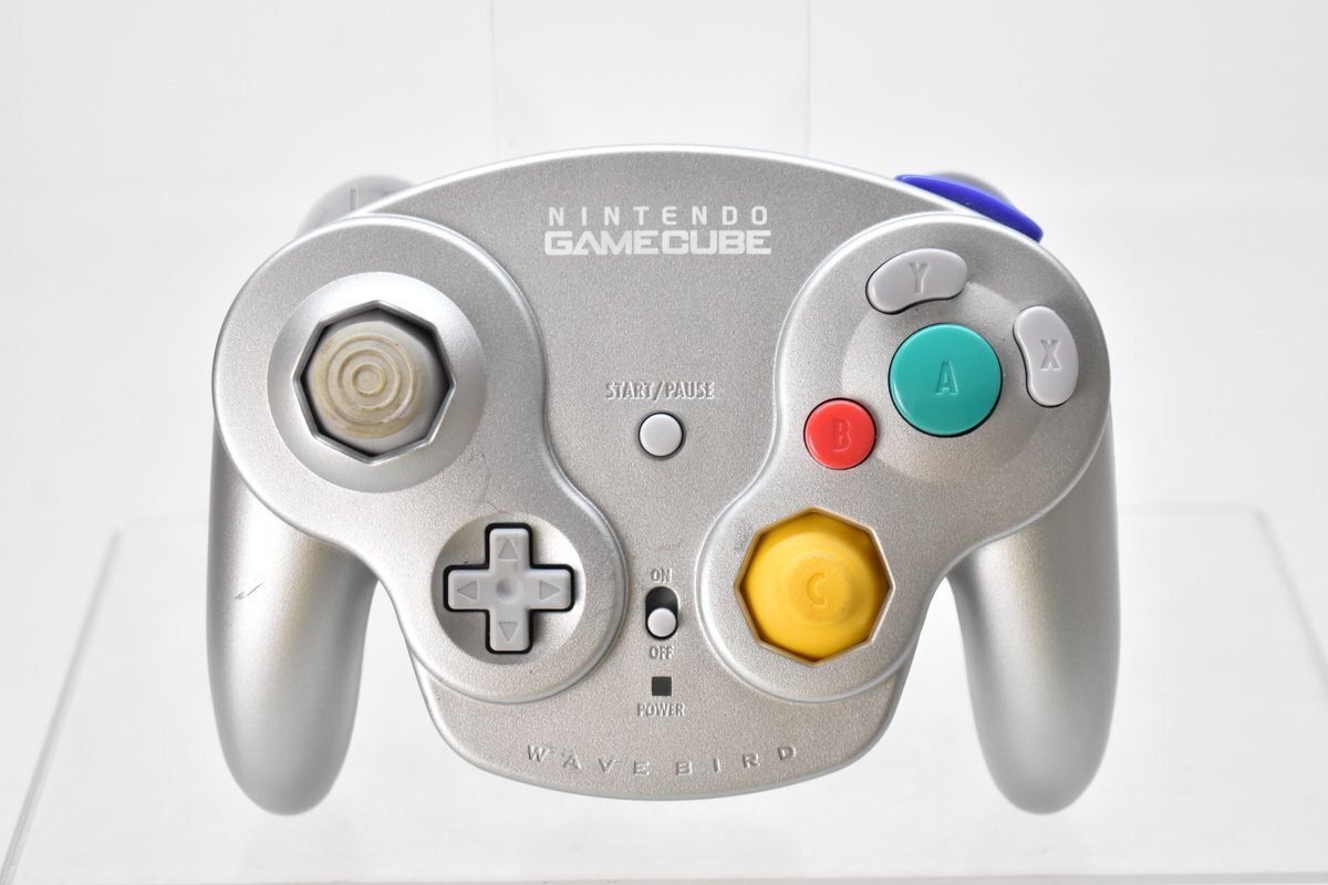任天堂 DOL-004 ゲームキューブ専用 ワイヤレスコントローラー ウェーブバード シルバー 通電OK[NINTENDO][周辺機器][当時物][k1]H