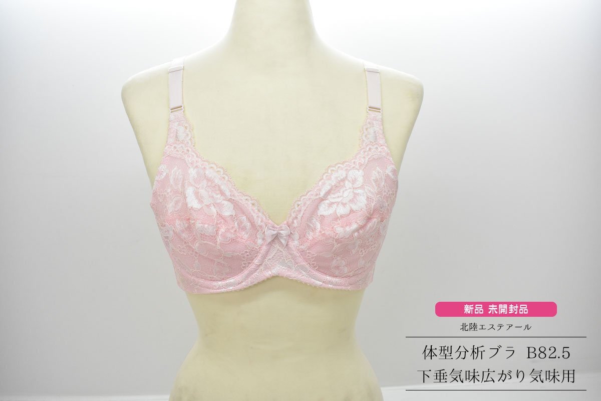 未使用 新品 B82.5 ピンク 北陸エステアール 下垂気味広がり気味用 體型分析ブラ [補正下著][日本制][通販生活][體型補正][ブラジャー]