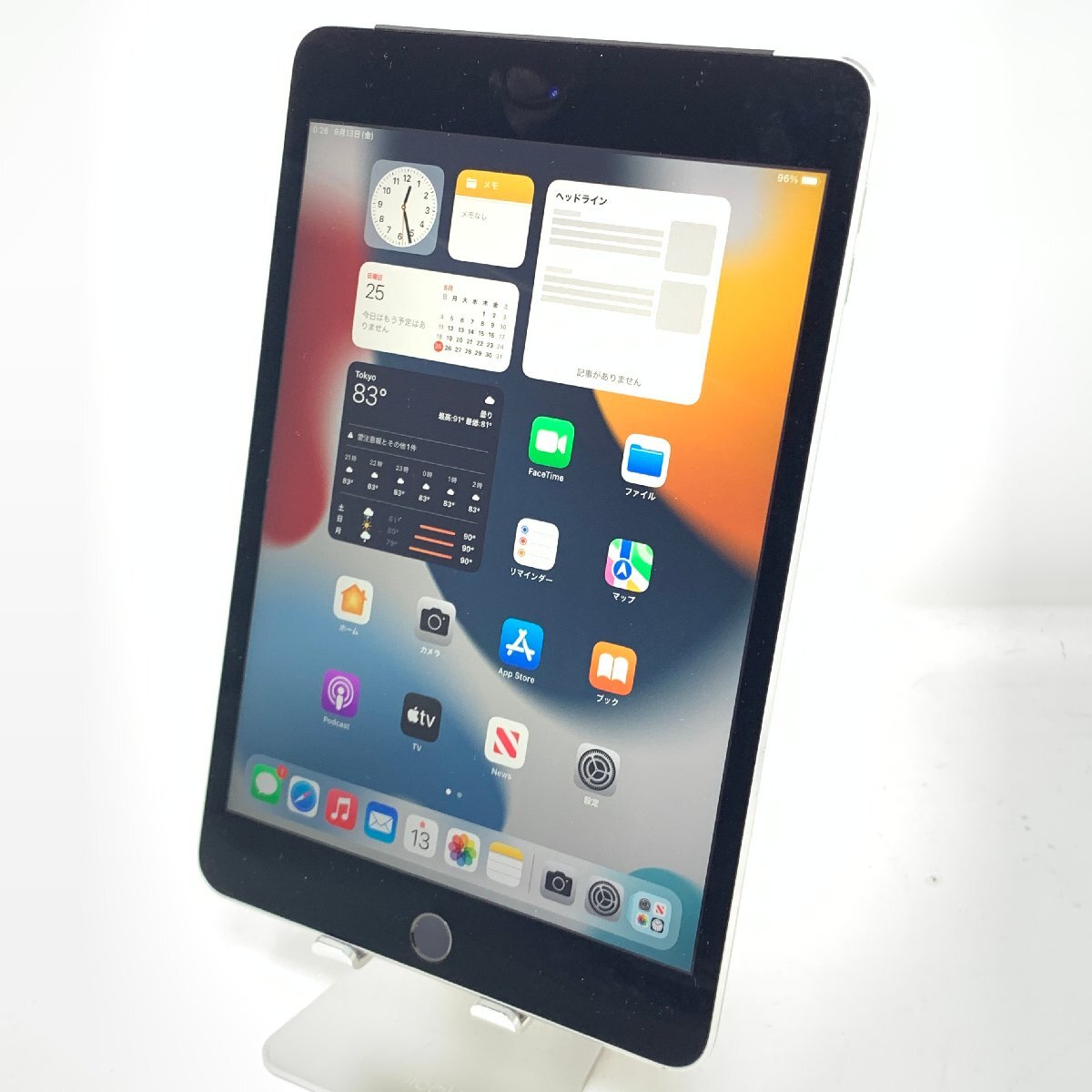【中古良品】iPad mini 4 Wi-Fi + Cellular：A1550/128GB/スペースグレイ/99％/44273