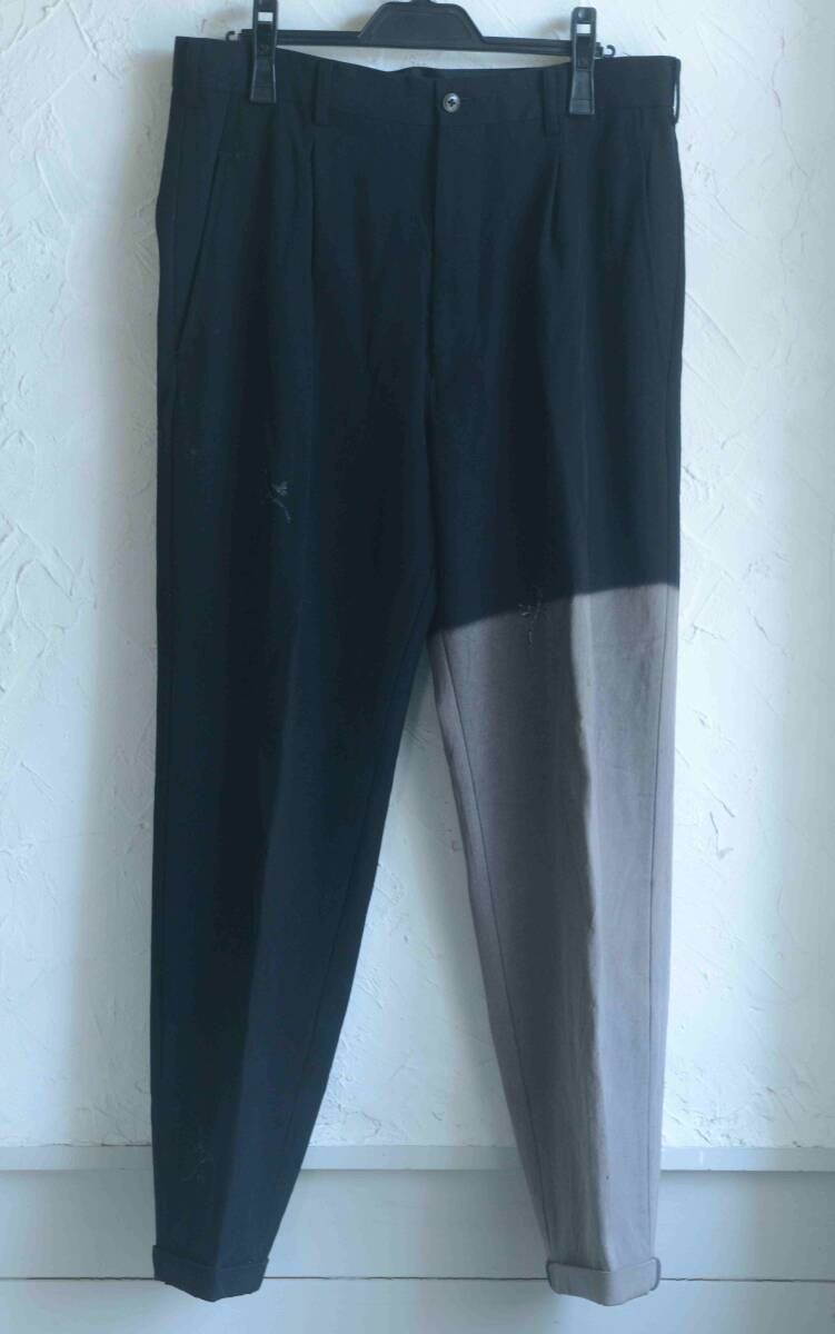 Yohji Yamamoto ヨウジヤマモト 30年くらい前のレア商品です。片側切り替えツートンのズボン（※要注意　加工有）送料無料　