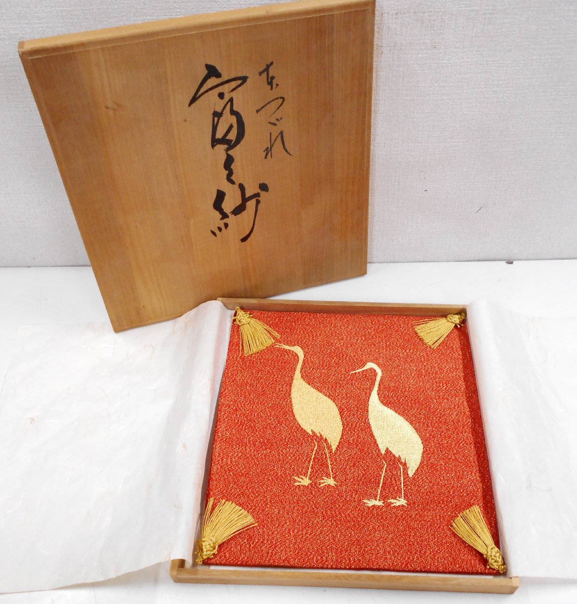  столица ... тканый ... flat . гора человек произведение высококлассный fukusa .. журавль 2 перо .. предмет черепаха . имеется вместе коробка [ta150]