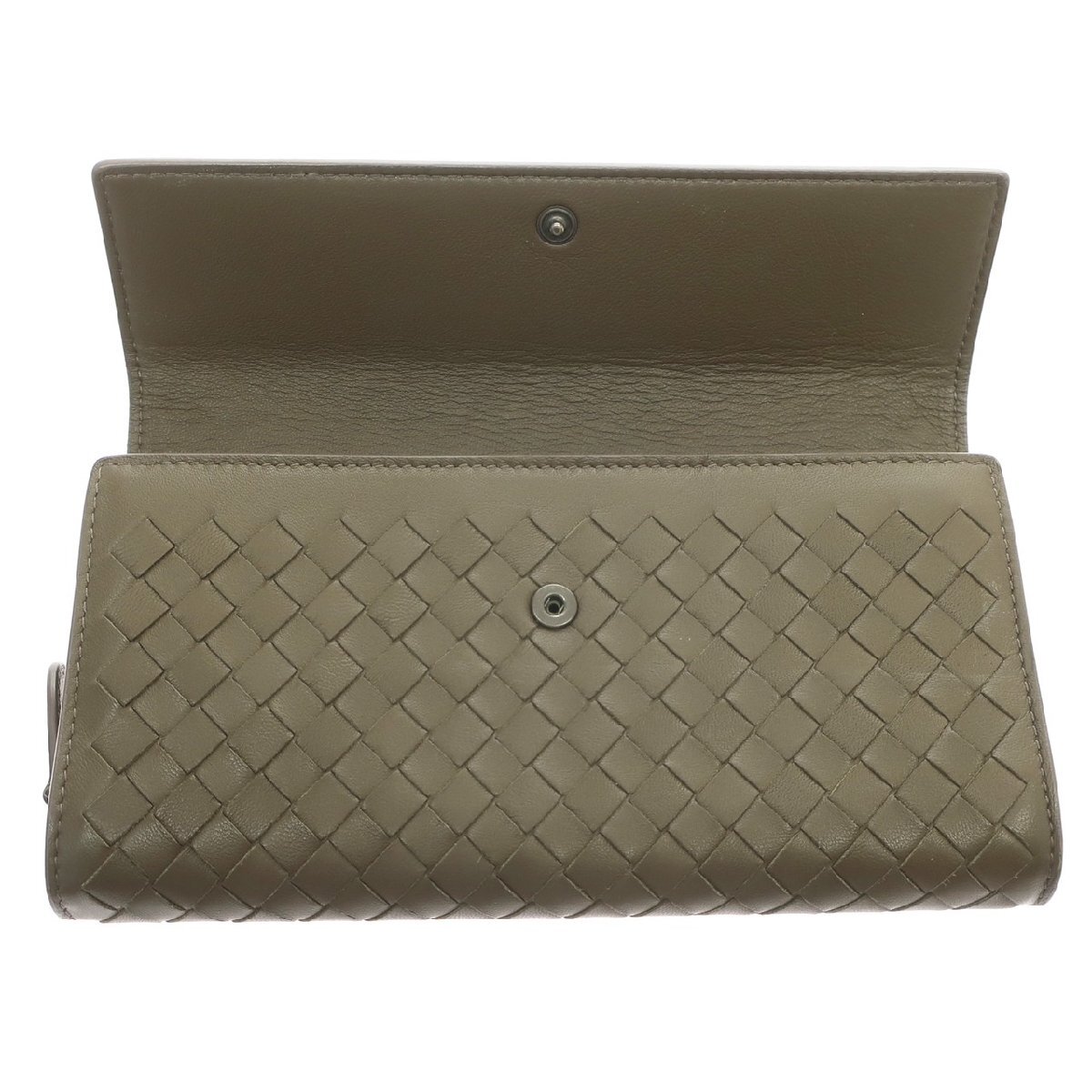 【新品同様】BOTTEGAVENETA ボッテガヴェネタ イントレチャート 長財布 150509 レザー オリーブグリーン ウォレット メンズ レディース