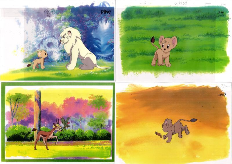 ジャングル大帝　セル画　4枚セット　⑬　　　♯　原画　動画　レイアウト　イラスト　設定資料　アンティーク