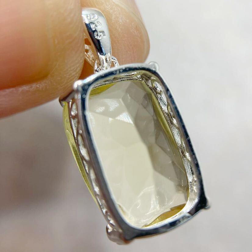 ★レモンクォーツのクラシカルデザインペンダントトップ★レディースネックレスシルバー925刻印キュービックジルコニア新品宝石Y-R_画像3