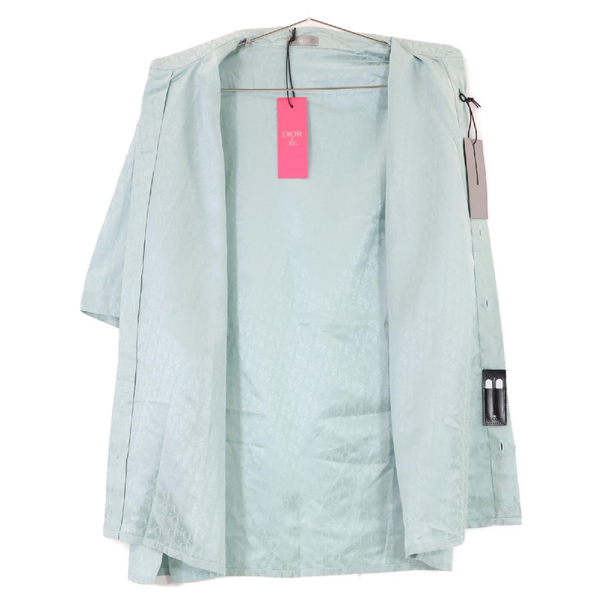 新品同様/國內(nèi)正規(guī) Dior HOMME ディオールオム 193CS545H5231 オブリーク シルクｘコットン 半袖シャツ 40 ライトグリーン メンズ