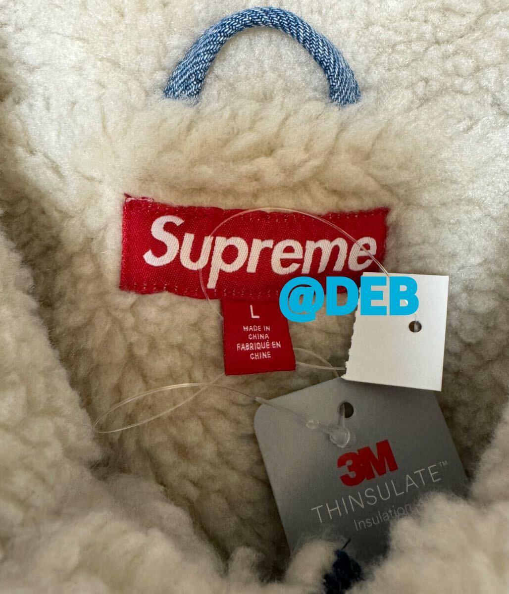 Supreme 24FW Faux Shearling Lined Bomber Jacket Denim L Supreme 24FW Faux Shearling Lined Bomber Jacket Denim L