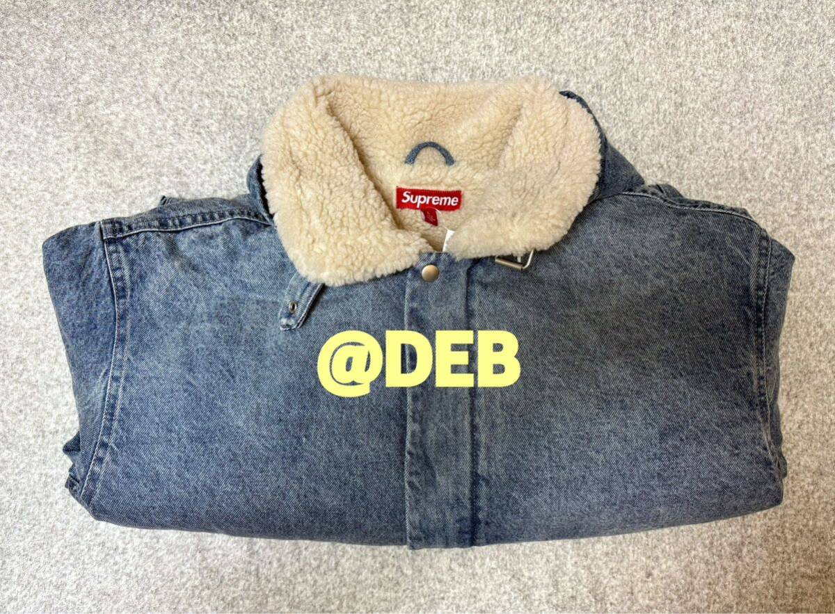 Supreme 24FW Faux Shearling Lined Bomber Jacket Denim L Supreme 24FW Faux Shearling Lined Bomber Jacket Denim L