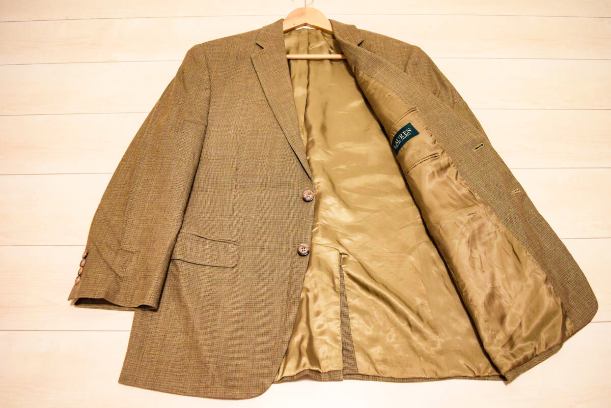 ラルフローレン 2釦 高級 シルク ウール テーラード ブレザー ジャケット L 秋 (R0091211)_画像2