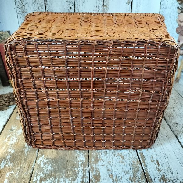 ヴィンテージ グラス バスケット 芒草 籠 かご カゴ 天然生活 ナチュラル 自然 アウトドア キャンプ ビンテージ アンティーク 古道具_画像6