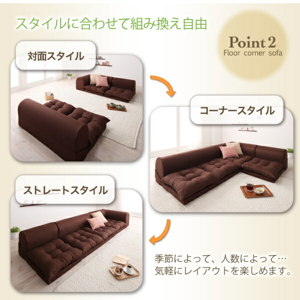 フロアコーナーソファ yuffy ユフィ ソファ3点セット 2P×2+ フロアコーナーソファ yuffy ユフィ ソファ3点セット 2P×2+