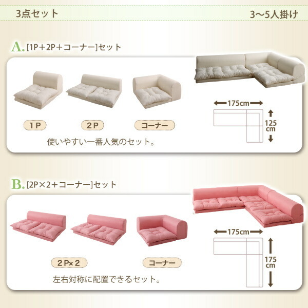 フロアコーナーソファ yuffy ユフィ ソファ3点セット 1P+2P+ フロアコーナーソファ yuffy ユフィ ソファ3点セット 1P+2P+