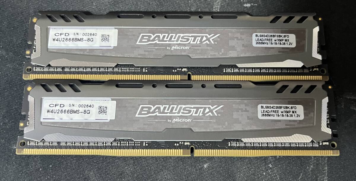 Crucial DDR4-2666 8GB 2枚組(16GB) デスクトップメモリ BLS8G4D26BFSBK
