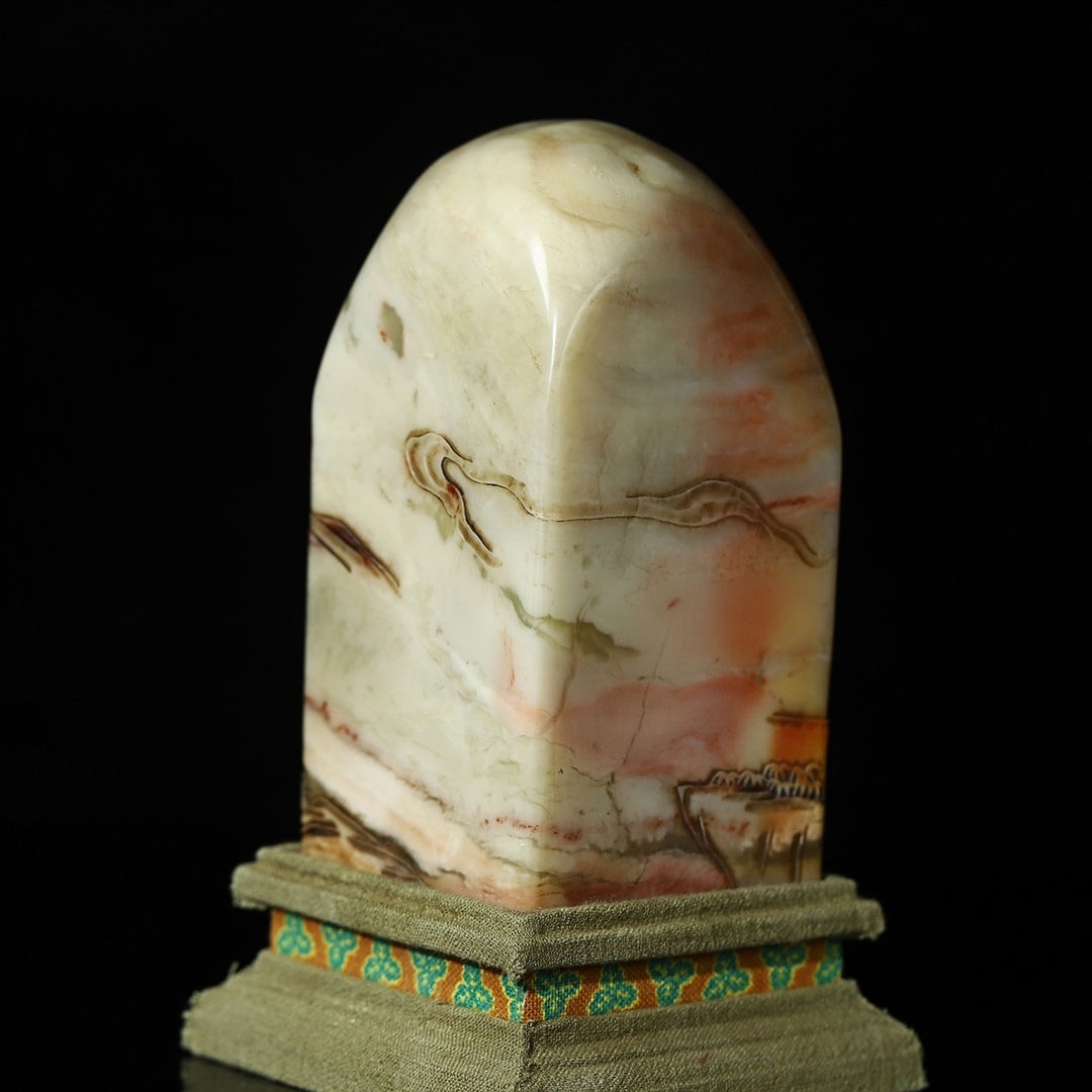 秘藏 【清代篆刻家 徐三庚】寿山芙蓉石 雕刻 人物故事紋 薄意 秘藏 【清代篆刻家 徐三庚】寿山芙蓉石 雕刻 人物故事紋 薄意