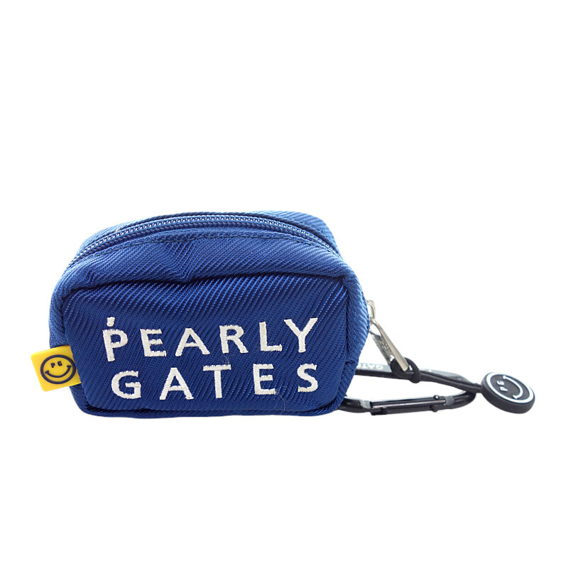 【特別価格】PEARLY GATES カラビナ付き ロゴ刺繍 ゴルフ ボール ケース ポーチ ブルー サイズ ユニセックス-