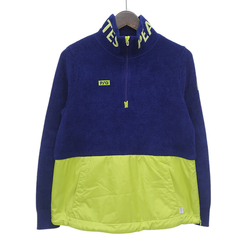 【特別価格】PEARLY GATES GOLF ゴルフ ハーフジップ 切替 ブルゾン ブルー×グリーン サイズ レディース0